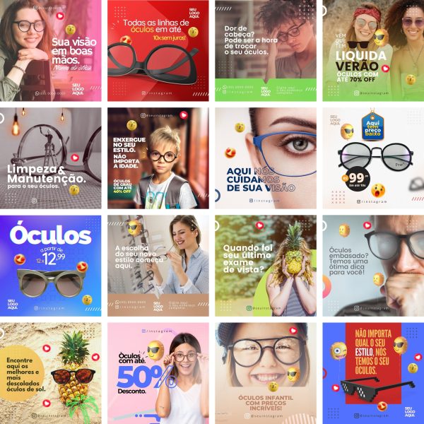 Pack Canva Óticas Oftalmologista 44 Modelos Editáveis+ Bônus