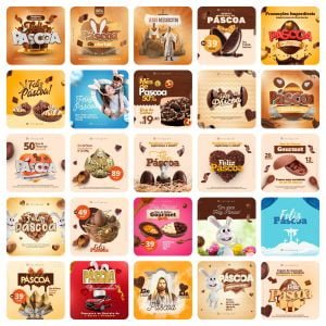 Pack Canva Páscoa 50 Modelos Editáveis+ Bônus