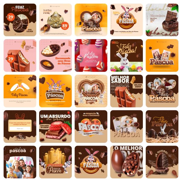 Pack Canva Páscoa 50 Modelos Editáveis+ Bônus