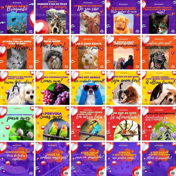 Pack Canva Pet Shop Petshop 100 Modelos Editáveis+ Bônus