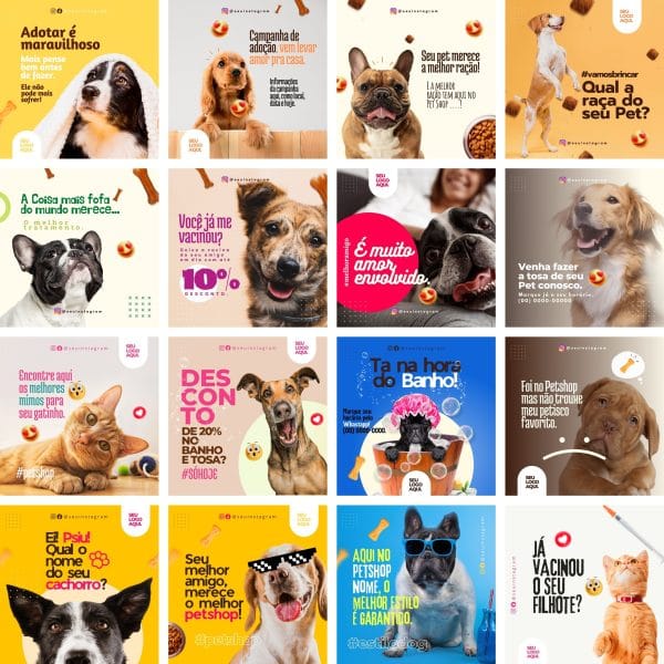 Pack Canva pet Shop Petshop 39 Modelos Editáveis+ Bônus