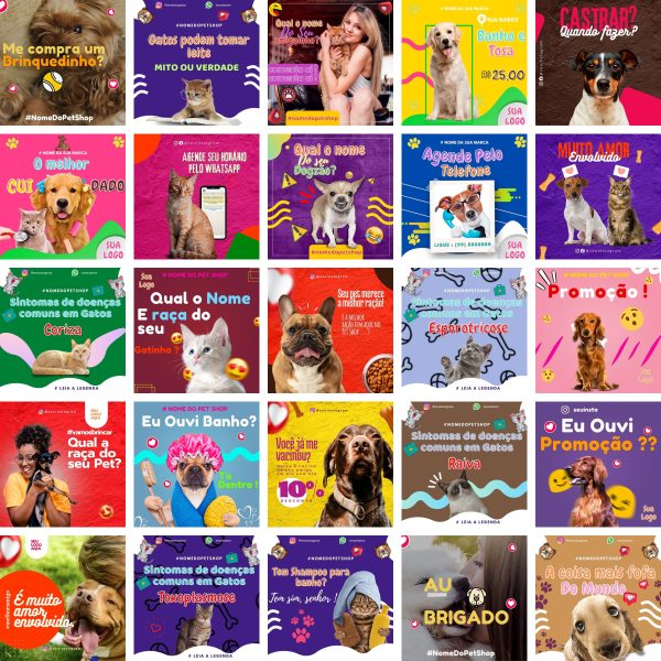 Pack Canva Petshop Pet Shop 360 Modelos Editáveis+ Bônus