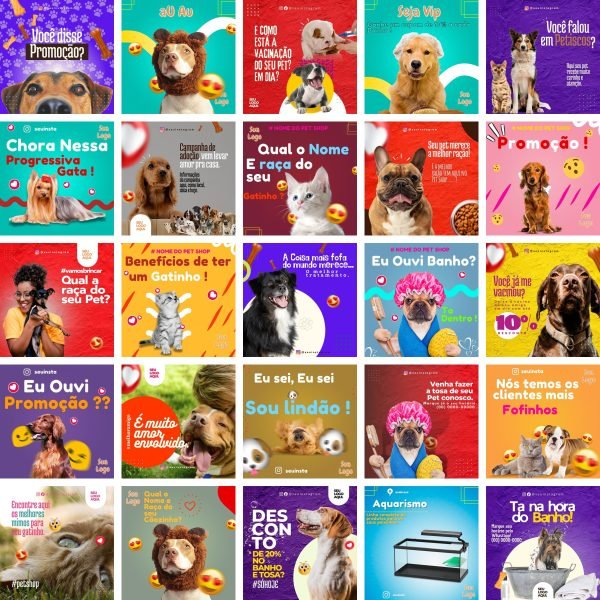 Pack Canva Petshop Pet Shop 360 Modelos Editáveis+ Bônus