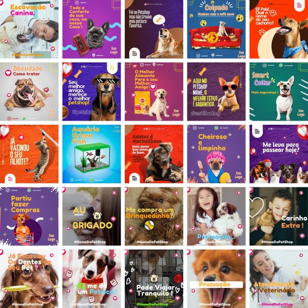 Pack Canva Petshop Pet Shop 360 Modelos Editáveis+ Bônus