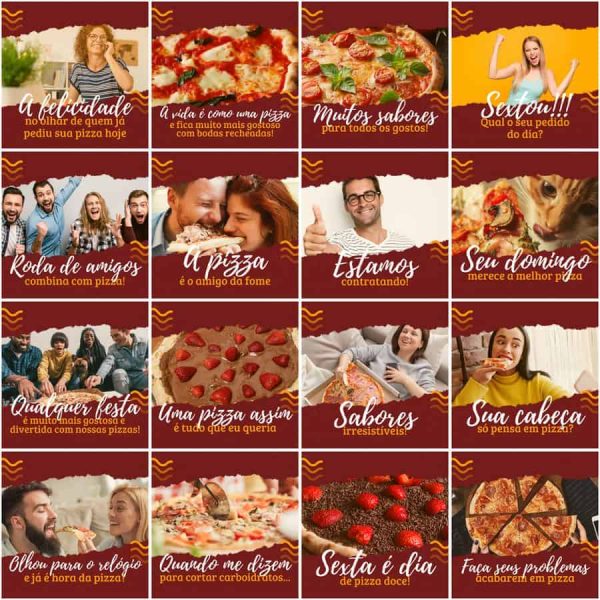 Pack Canva Pizzaria Pizza 200 Modelos Editáveis+ Legendas