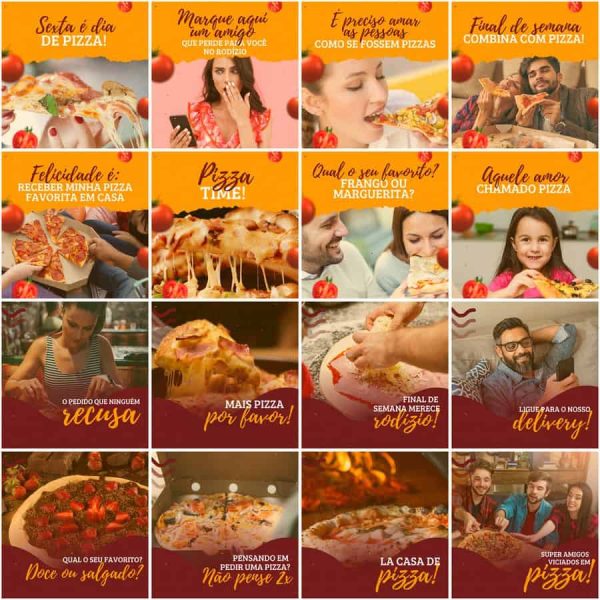 Pack Canva Pizzaria Pizza 200 Modelos Editáveis+ Legendas