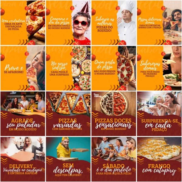 Pack Canva Pizzaria Pizza 200 Modelos Editáveis+ Legendas