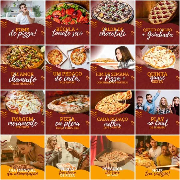 Pack Canva Pizzaria Pizza 200 Modelos Editáveis+ Legendas