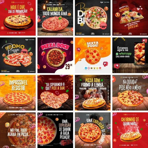 Pack Canva Pizzaria Pizza 30 Modelos Editaveis Bonus