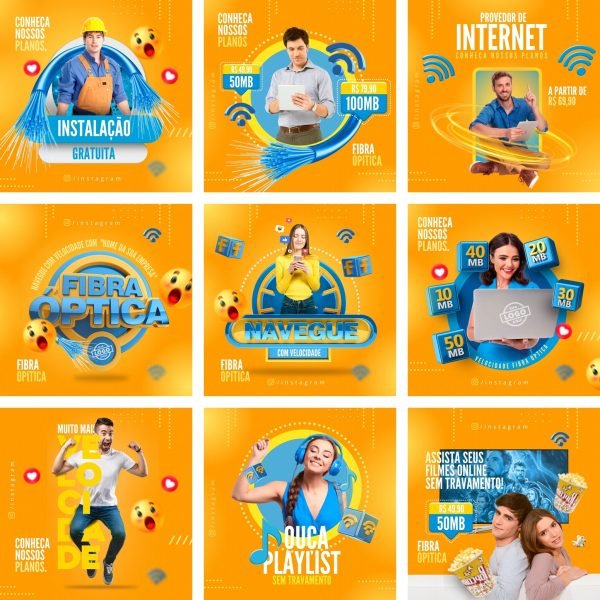 Pack Canva Provedor de Internet 10 Modelos Editáveis+ Bônus