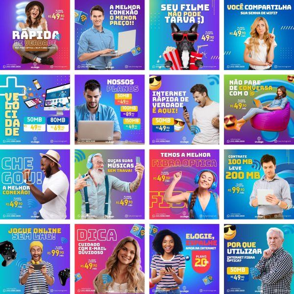 Pack Canva Provedor de Internet 4.0 40 Modelos Editáveis+ Bônus