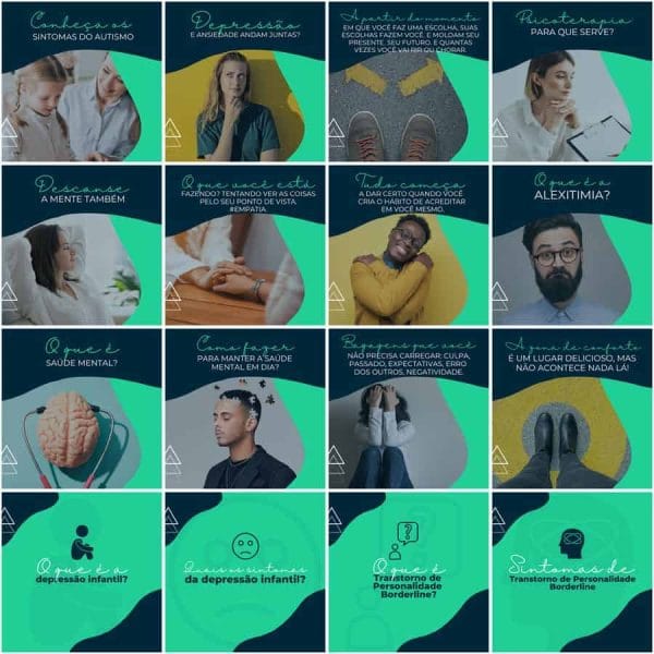 Pack Canva Psicólogo Psicologia 200 Modelos Editáveis+ Legendas