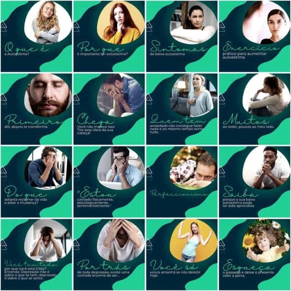 Pack Canva Psicólogo Psicologia 200 Modelos Editáveis+ Legendas
