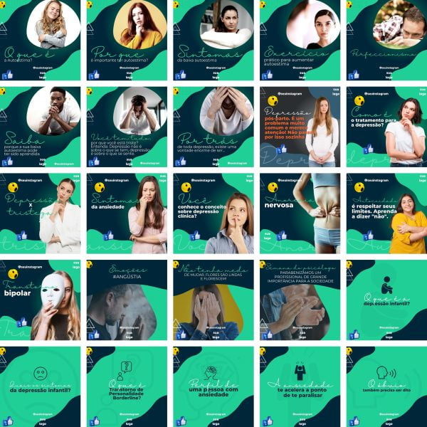 Pack Canva Psicologos 220 Modelos Editáveis+ Bônus