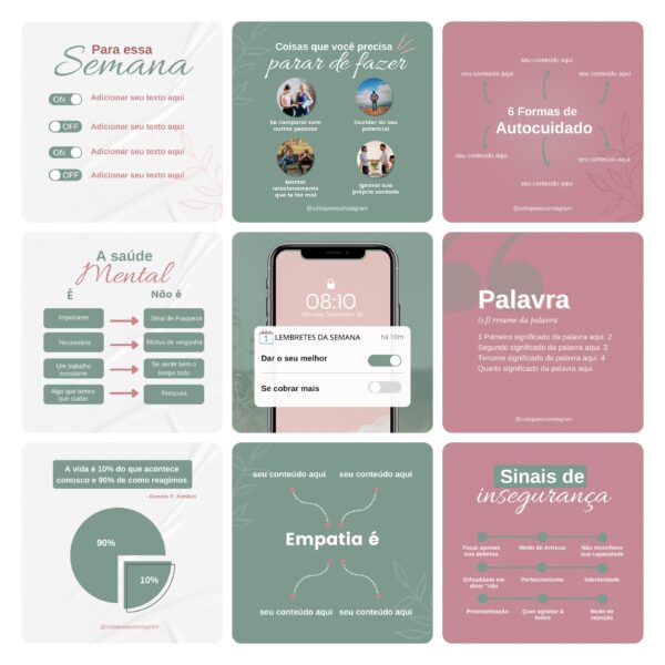 Pack Canva Psicólogos 30 Modelos Editáveis+ Bônus