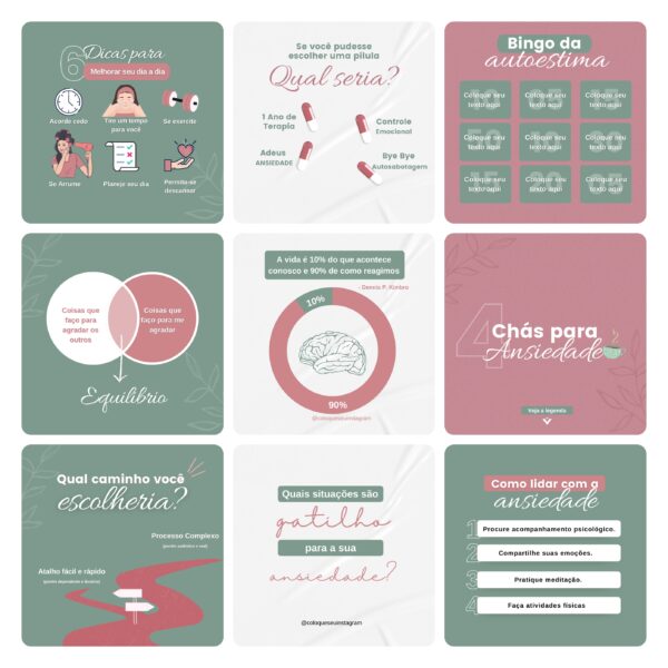 Pack Canva Psicólogos 30 Modelos Editáveis+ Bônus