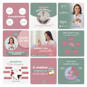 Pack Canva Psicólogos 30 Modelos Editáveis+ Bônus