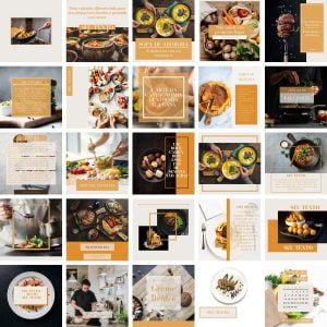 Pack Canva Restaurante Buffet 25 Modelos Editáveis+ Bônus