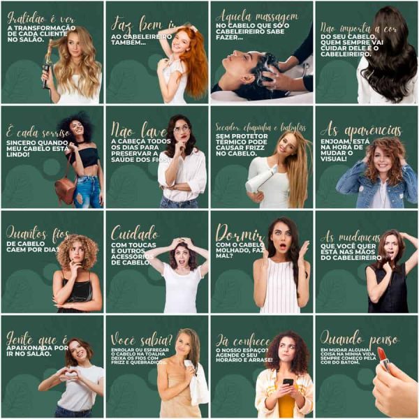 Pack Canva Salão de Beleza 200 Modelos Editáveis+ Legendas