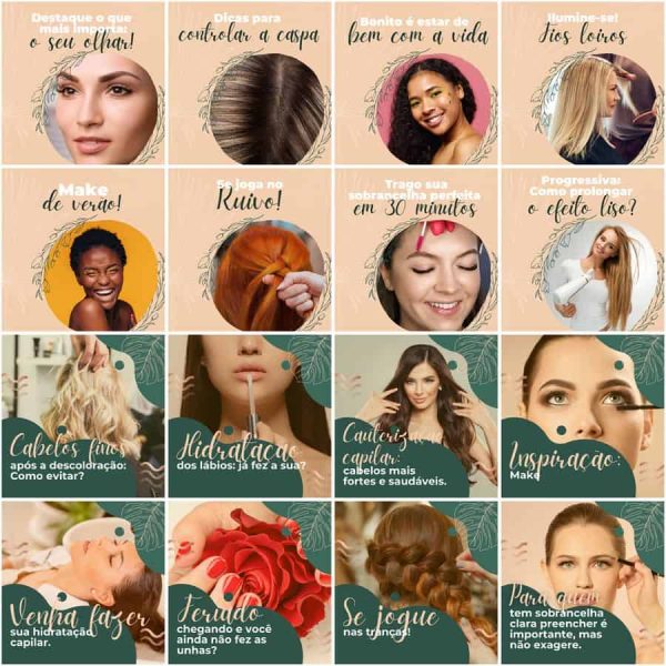 Pack Canva Salão de Beleza 200 Modelos Editáveis+ Legendas