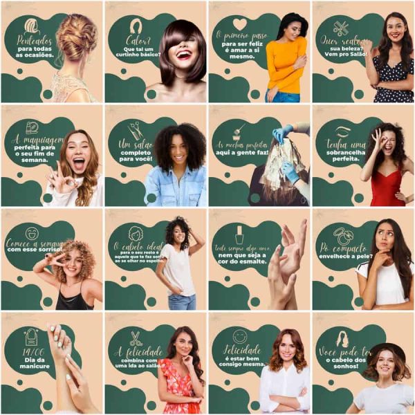 Pack Canva Salão de Beleza 200 Modelos Editáveis+ Legendas