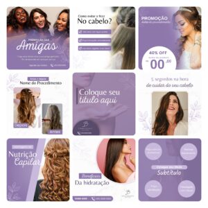 Pack Canva Salão de Beleza 30 Modelos Editáveis+ Bônus