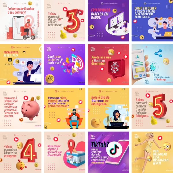 Pack Canva Social Media Marketing Digital 40 Modelos Editáveis+ Bônus