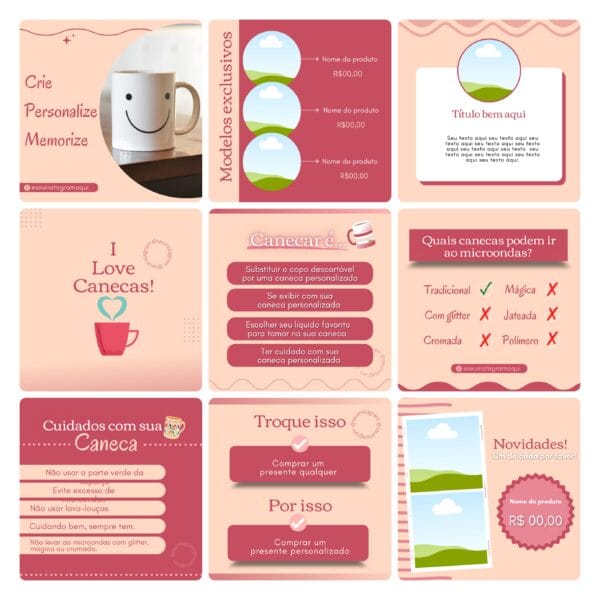 Pack Canva Sublimação Loja de Personalizados 130 Modelos Editáveis+ Bônus