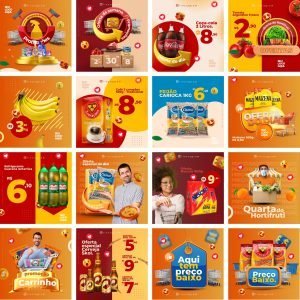 Pack Canva Supermercado Mercados 22 Modelos Editáveis+ Bônus