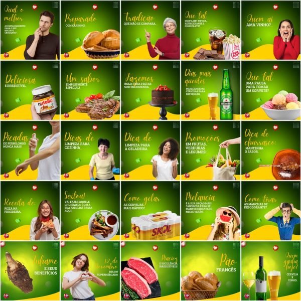 Pack Canva Supermercados 200 Modelos Editáveis+ Legendas