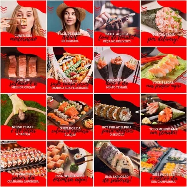 Pack Canva Sushi 200 Modelos Editáveis+ Legendas