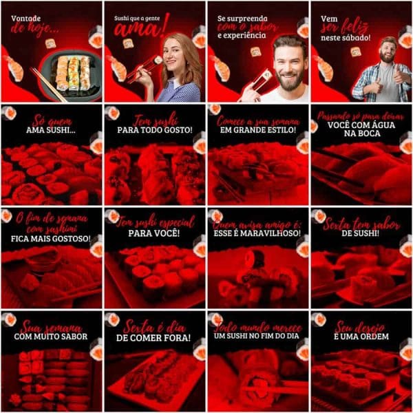 Pack Canva Sushi 200 Modelos Editáveis+ Legendas