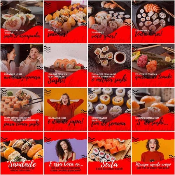 Pack Canva Sushi 200 Modelos Editáveis+ Legendas