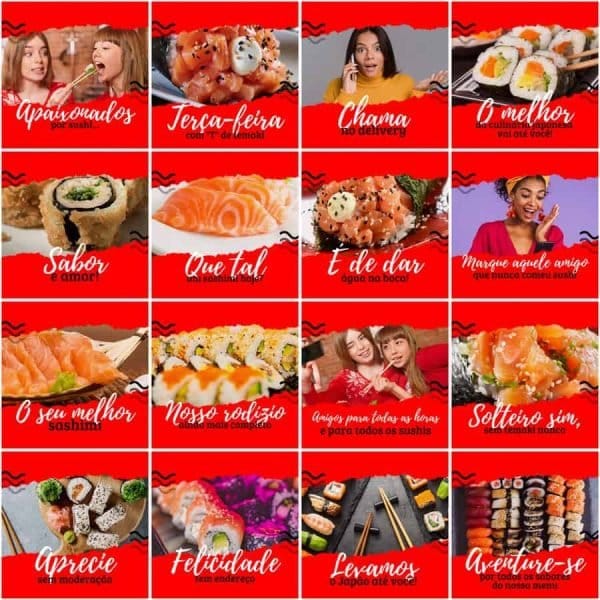 Pack Canva Sushi 200 Modelos Editáveis+ Legendas