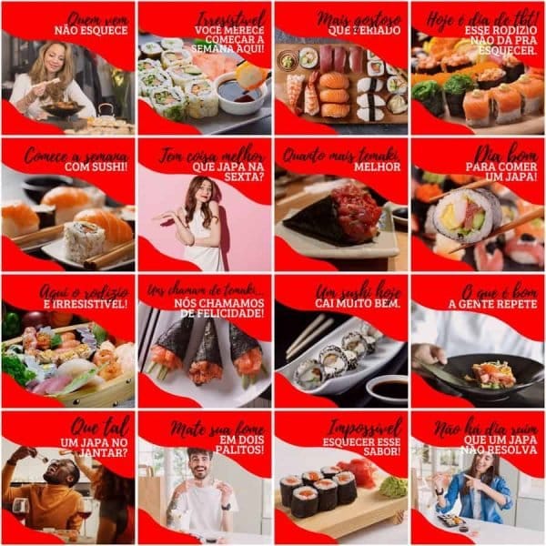 Pack Canva Sushi 200 Modelos Editáveis+ Legendas