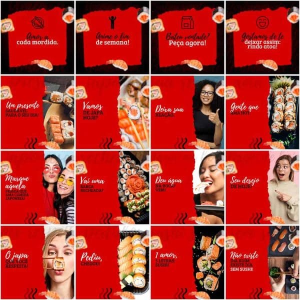 Pack Canva Sushi 200 Modelos Editáveis+ Legendas