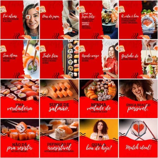 Pack Canva Sushi 200 Modelos Editáveis+ Legendas