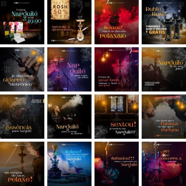 Pack Canva Tabacaria Narguile 30 Modelos Editaveis Bonus
