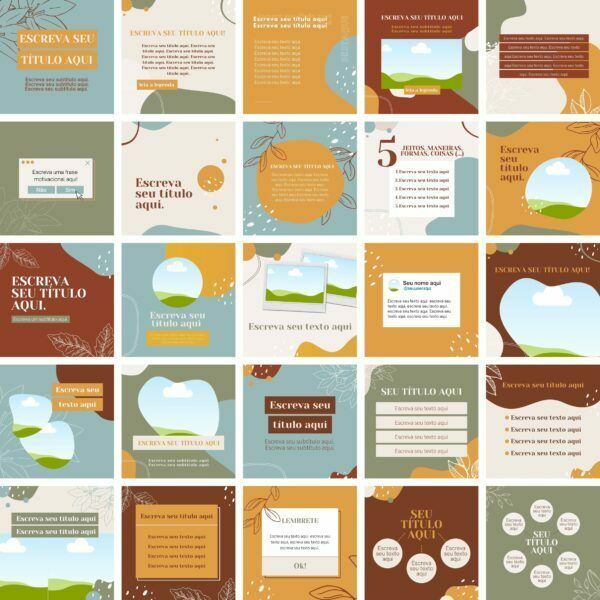 Pack Canva Terapia Floral 28 Modelos Editáveis+ Bônus