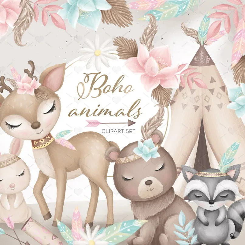 Pack Cliparts Fofos Animais Encantados Berçário Aquarela 2 Pack Cliparts Fofos Animais Encantados Berçário Aquarela