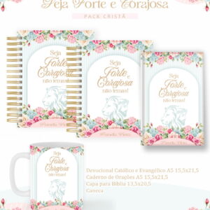 Arte digital cristã com design floral e mensagem inspiradora para diversos produtos.