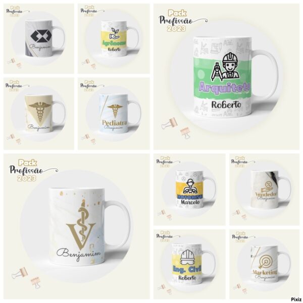 Pack Digital Agendas Profissões Masculinas + Canecas - Imagem 4