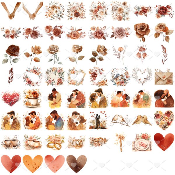 Pack Digital Imagens Aquarela Dia dos Namorados Cristão Love