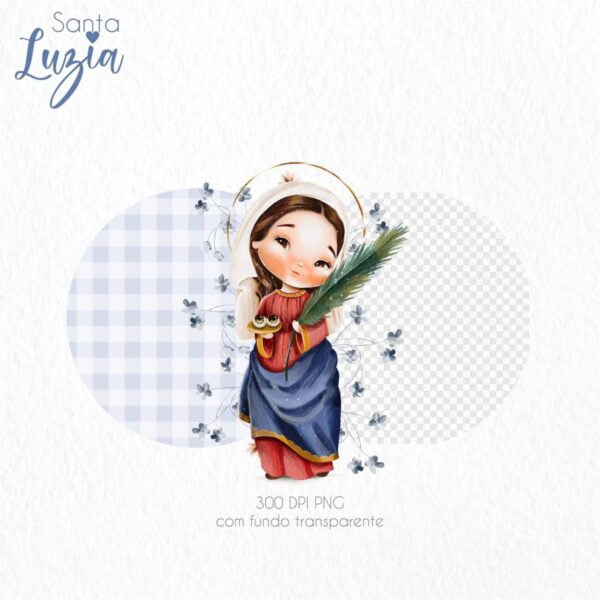 Pack Ilustrações Aquarela Santa Luzia Santinhos em Png
