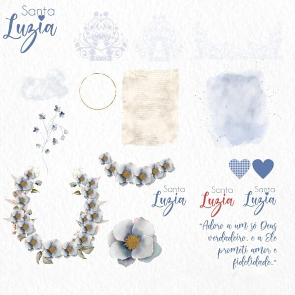 Pack Ilustrações Aquarela Santa Luzia Santinhos em Png