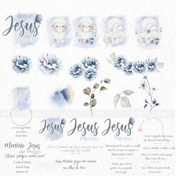 Pack Ilustrações Jesus Menino Santinhos para Personalizados