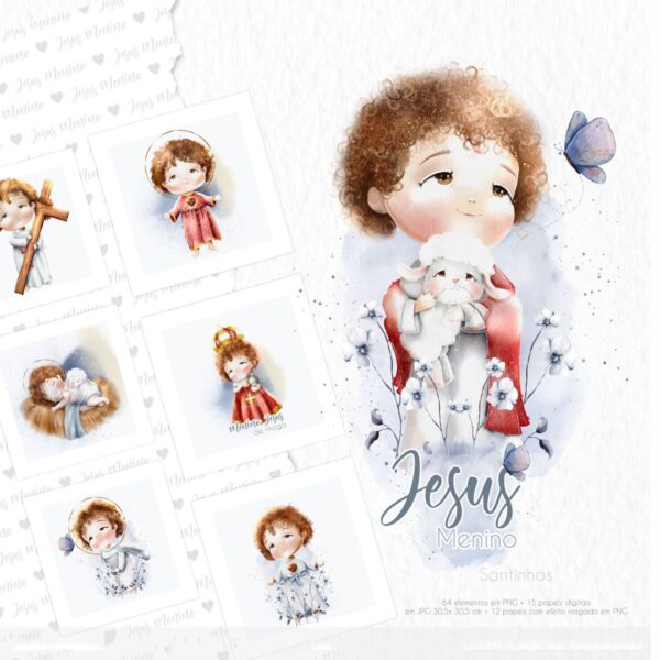 Pack Ilustrações Jesus Menino Santinhos para Personalizados