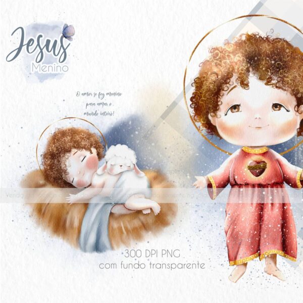 Pack Ilustrações Jesus Menino Santinhos para Personalizados