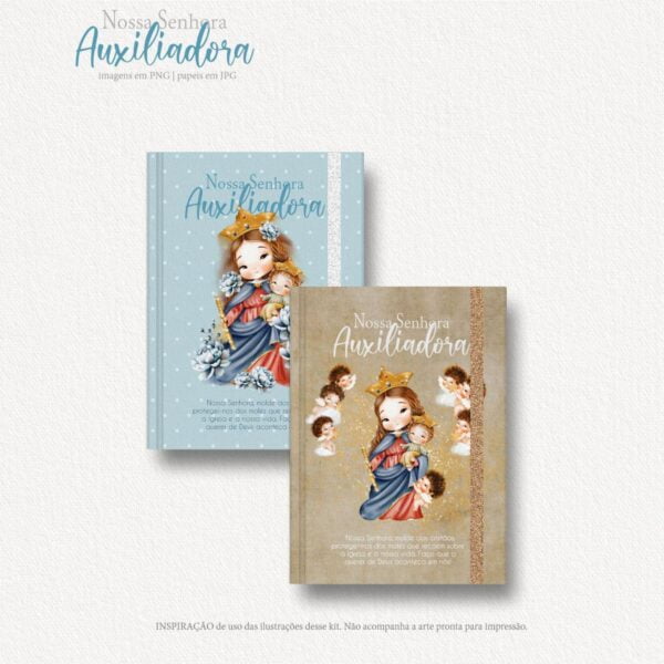 Pack Ilustrações Nossa Senhora Auxiliadora Santinhos Png
