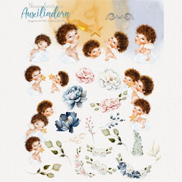 Pack Ilustrações Nossa Senhora Auxiliadora Santinhos Png